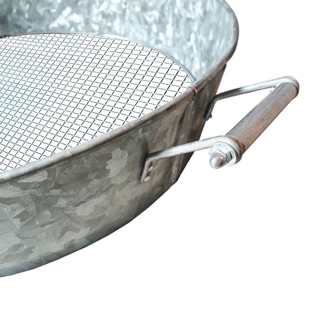 Round Galvanized Steel Compost Sifter with Wire Mesh Design Base, Antique Silver - View 3