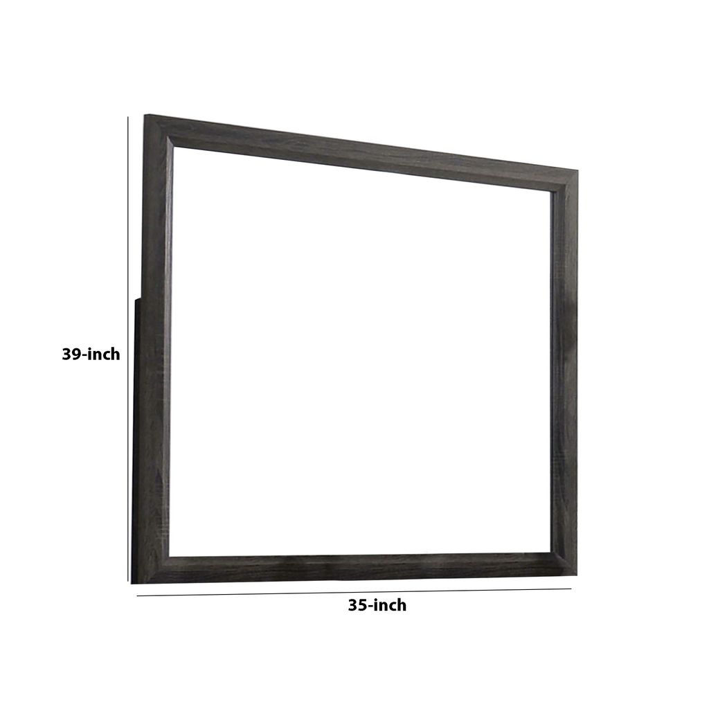 39 Inch Contemporary Wooden Frame Mirror, Gray - View 5