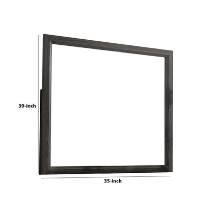 39 Inch Contemporary Wooden Frame Mirror, Gray - View 5