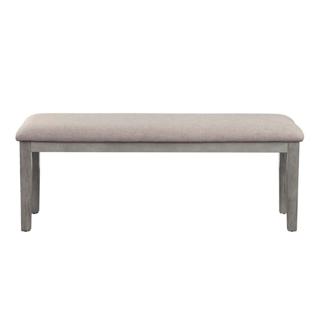 Rectangular Style Wooden Bench with Fabric Upholstered Seat, Gray - View 2