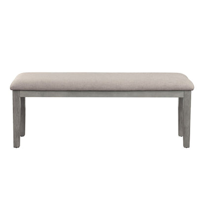 Rectangular Style Wooden Bench with Fabric Upholstered Seat, Gray - View 2