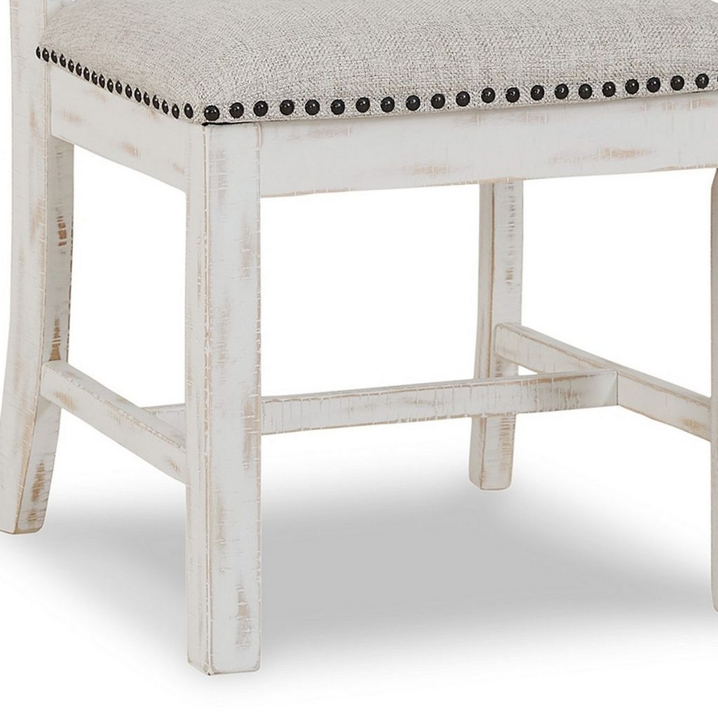 Zane 20 Inch Dining Chair, Set of 2, Beige Polyester Seat, Antique White - View 4