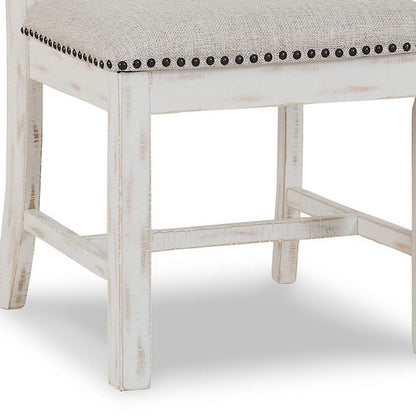 Zane 20 Inch Dining Chair, Set of 2, Beige Polyester Seat, Antique White - View 4