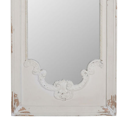 Wooden Rectangle Wall Mirror with Chipped Edges and Hook, White - View 3