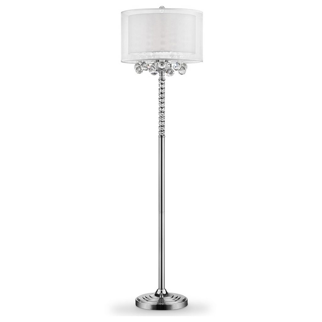 Twisted Crystal Accent Floor Lamp with Dual Fabric Shade, Clear