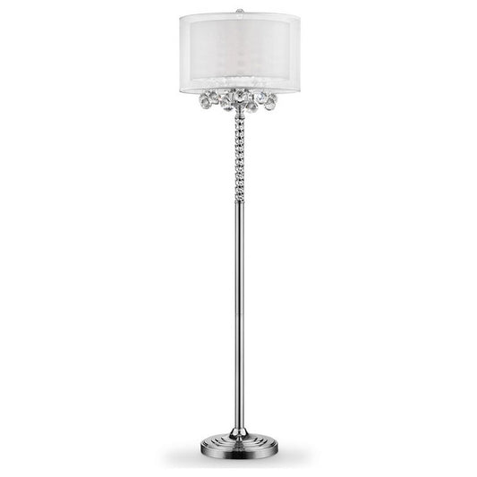 Twisted Crystal Accent Floor Lamp with Dual Fabric Shade, Clear