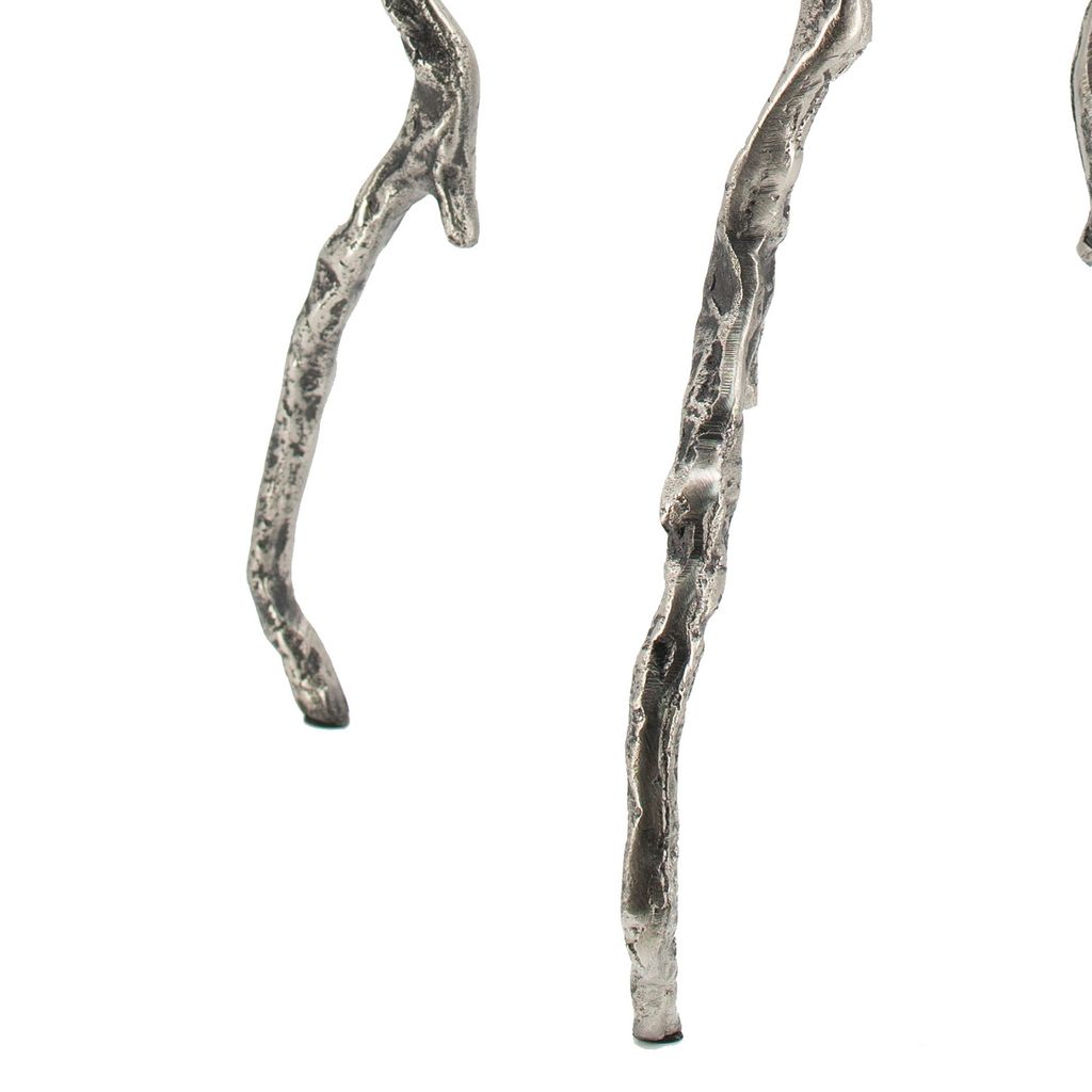 24 Inch Accent Table, Aluminum Metal Branch Tripod Legs, Antique Silver - View 4