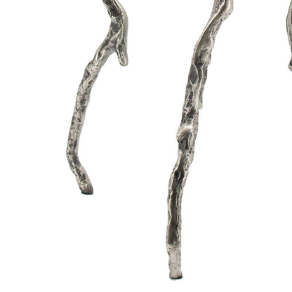24 Inch Accent Table, Aluminum Metal Branch Tripod Legs, Antique Silver - View 4