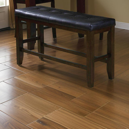 Comfy Wooden Counter Height Bench, Black & Espresso Brown - View 7