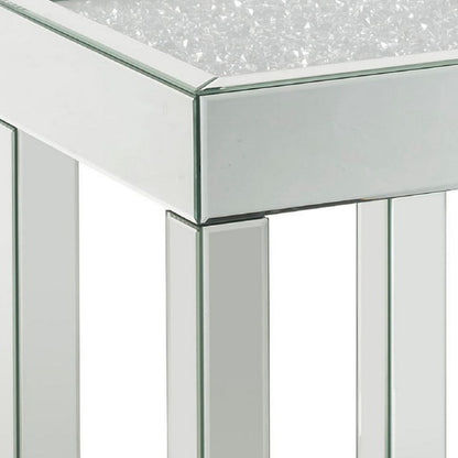 End Table with Faux Acrylic Diamond Top and Block Legs, Silver - View 5