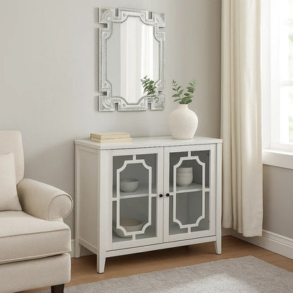 Pali 47 Inch Wall Mirror, Beveled Edge, Art Deco, Faux Crystals, Silver - View 7