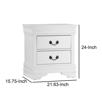 Wooden Night Stand With 2 Spacious Drawers White - View 6