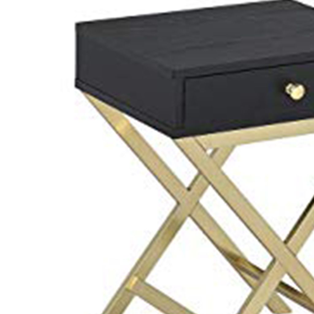 Stylish Side Table, Black & Gold - View 2