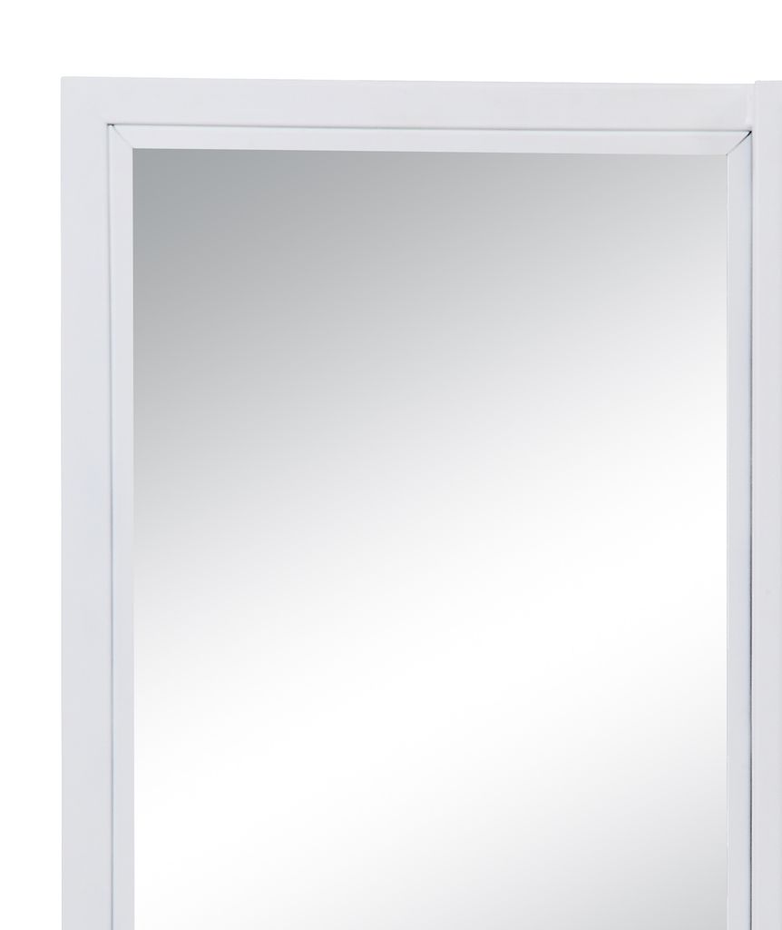 Industrial Style Metal Vanity Mirror with Recessed Door Storage, White - View 4