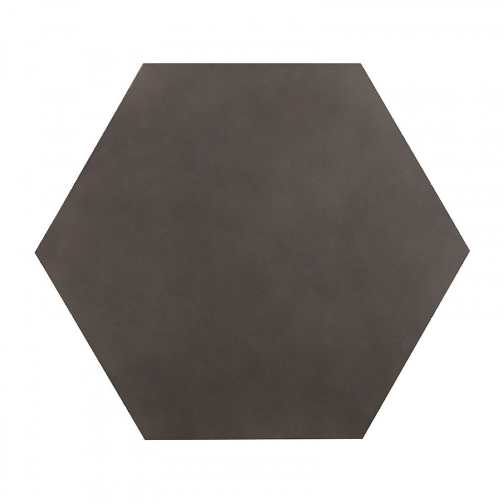 Hexagonal Concrete End Table with Metal Base, Gray and Black - View 7