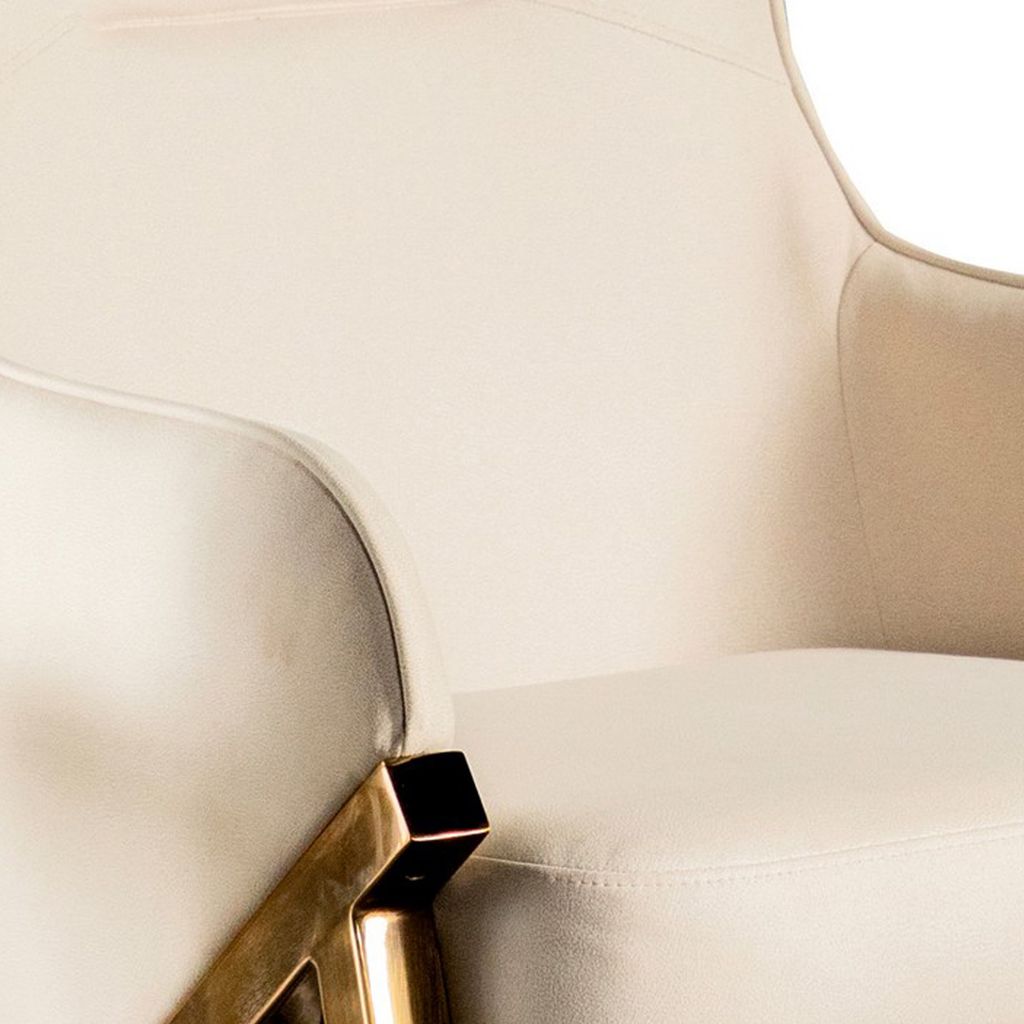 Arlo 33 Inch Accent Chair, Contoured Wingback, Beige Vegan Leather - View 3