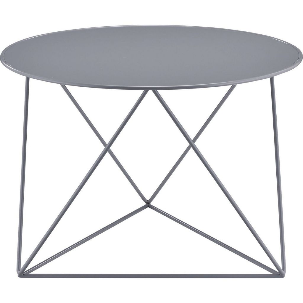Accent Table with Open Geometric Base and Round Top, Gray - View 3