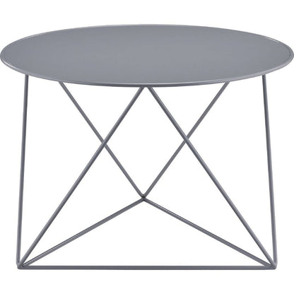 Accent Table with Open Geometric Base and Round Top, Gray - View 3