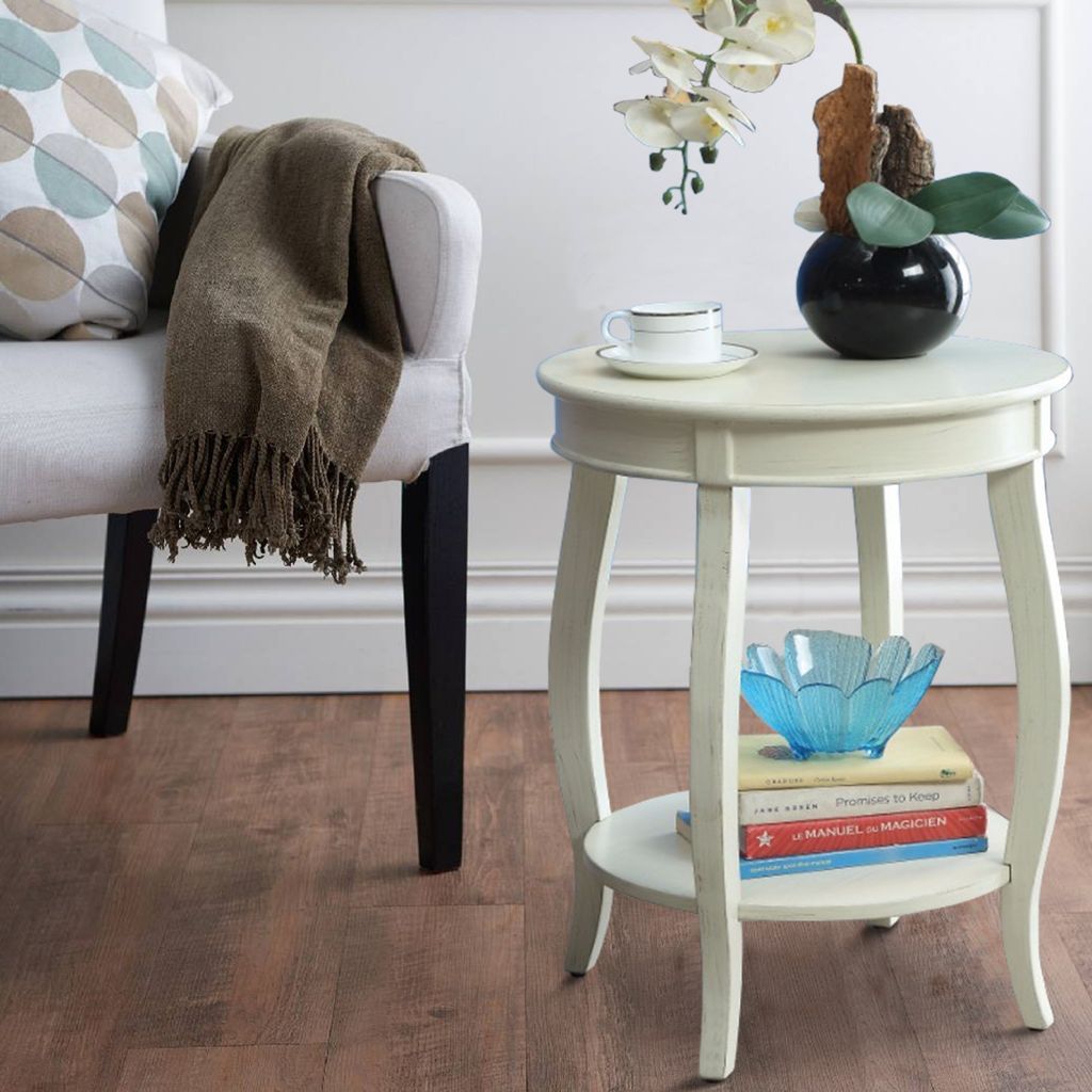 Fashionable Side Table, Antique White - View 7