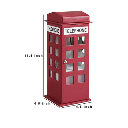 Telephone Booth Jewelry Box with 2 Drawers, Burgundy Red - View 6