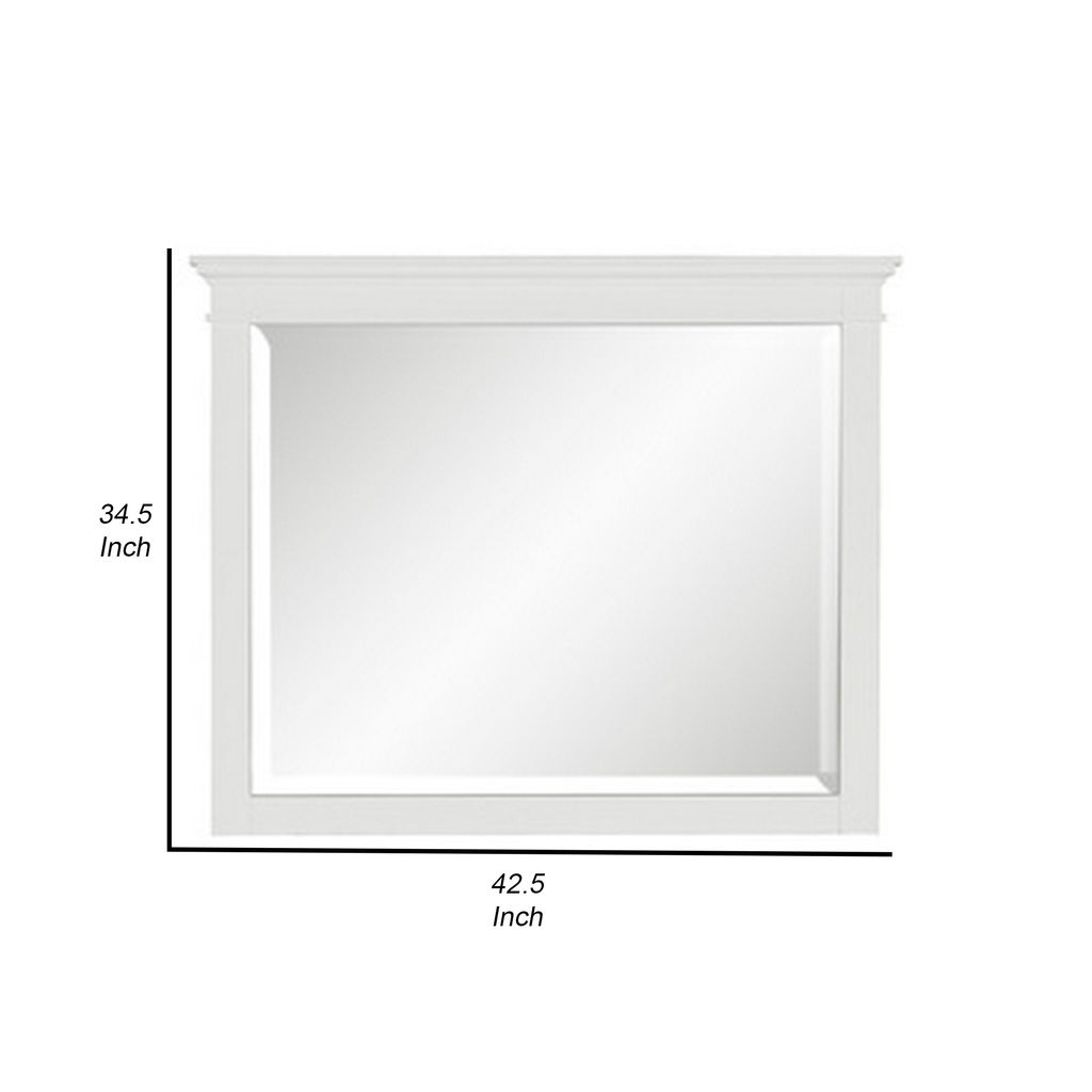 Candy 43 Inch Classic Accent Mirror, Rustic Minimalist Design, Crisp White - View 5