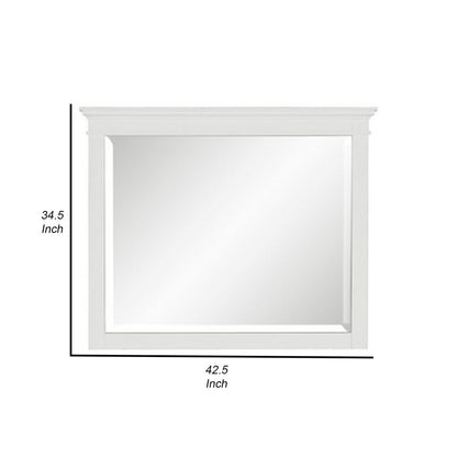Candy 43 Inch Classic Accent Mirror, Rustic Minimalist Design, Crisp White - View 5