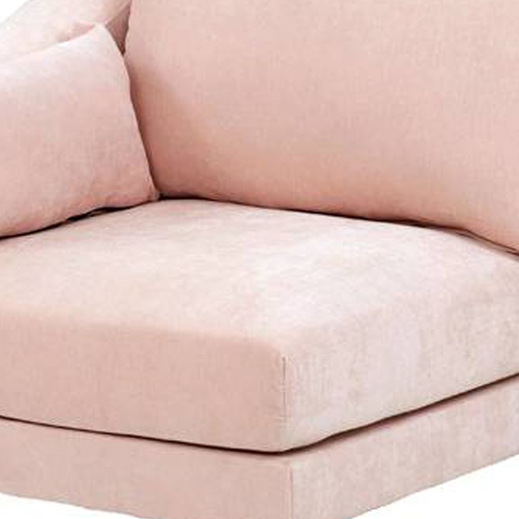 Rio 33 Inch Modular Single Arm Corner Chair, 2 Lumbar Cushions, Blush Pink - View 3