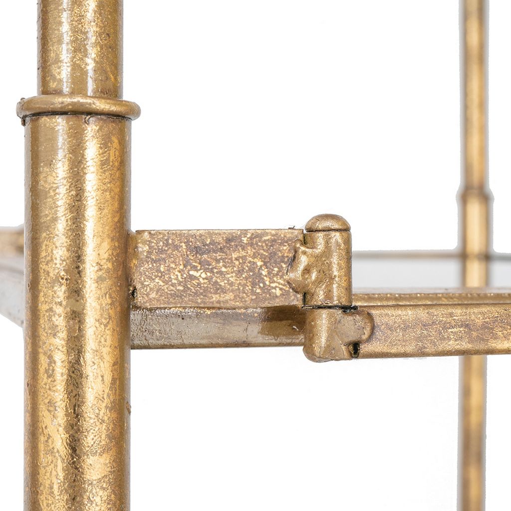 71 Inch Shelf, 6 Tier Design, 5 Glass Shelves, Iron Frame, Gold Finish - View 4