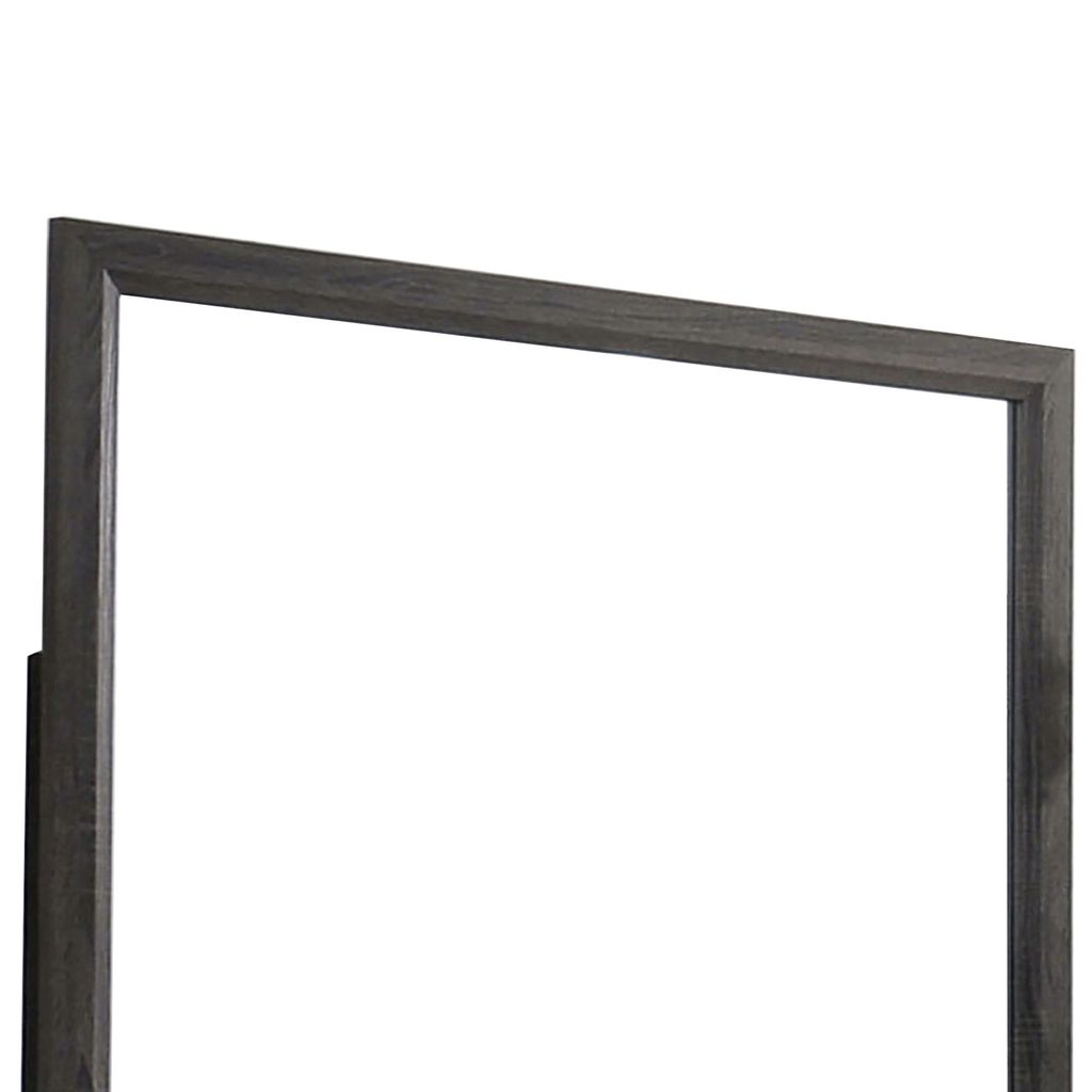 39 Inch Contemporary Wooden Frame Mirror, Gray - View 2