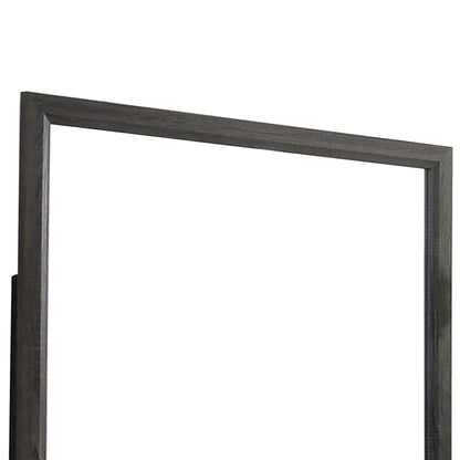 39 Inch Contemporary Wooden Frame Mirror, Gray - View 2