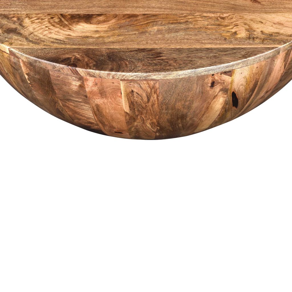 Arthur Mango Wood 35.5 Inch Coffee Table In Round Shape, Dark Brown - View 4