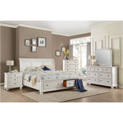 Transitional Style Two Drawer Wooden Night Stand with Round Bun Legs, White - View 3