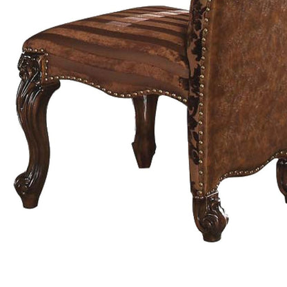 27 Inch Wide Side Chair, Faux Leather, Set of 2, Brown - View 5