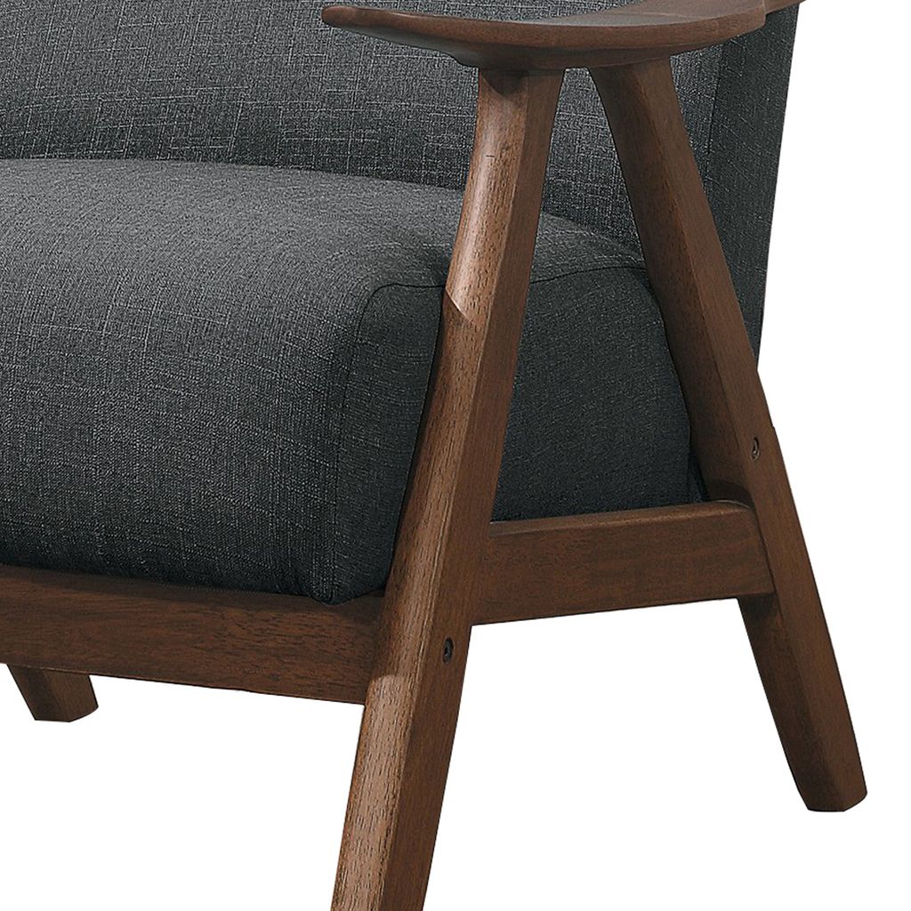 Fabric Upholstered Accent Chair with Curved Armrests, Gray - View 4