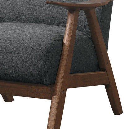 Fabric Upholstered Accent Chair with Curved Armrests, Gray - View 4