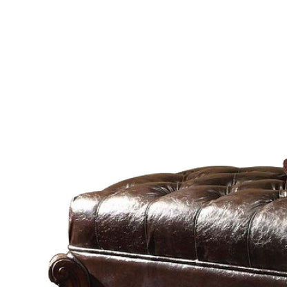 Majestic Ottoman, 2 Tone Dark Brown & Cherry Oak - View 2