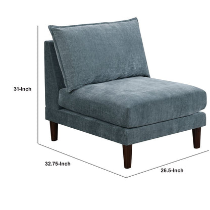 Rio 33 Inch Modular Armless Sofa Chair, Lumbar Cushion, Slate Blue Fabric - View 5