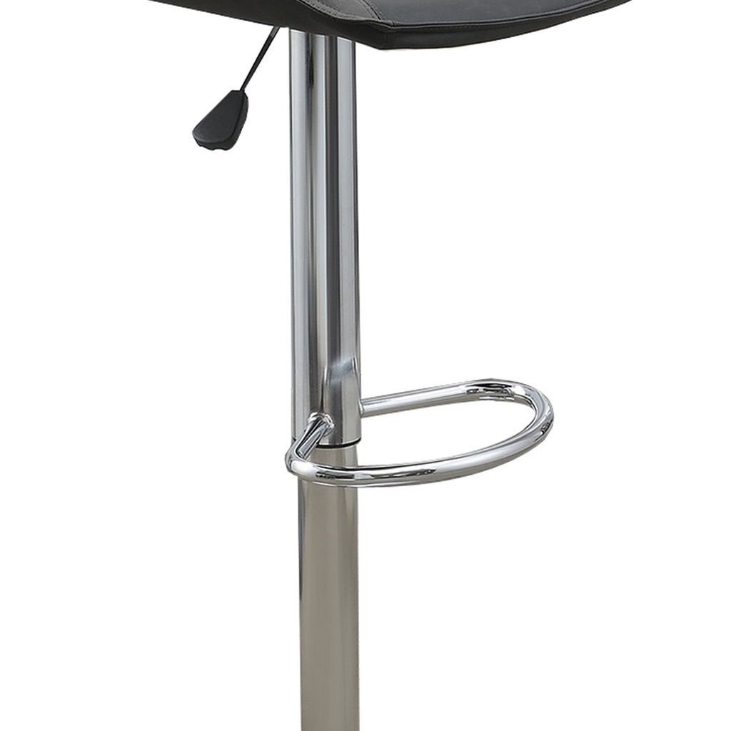 Carl 25-29 Inch Vegan Faux Leather Bar Stool, Adjustable Height, Set of 2, Gray Seat - View 3