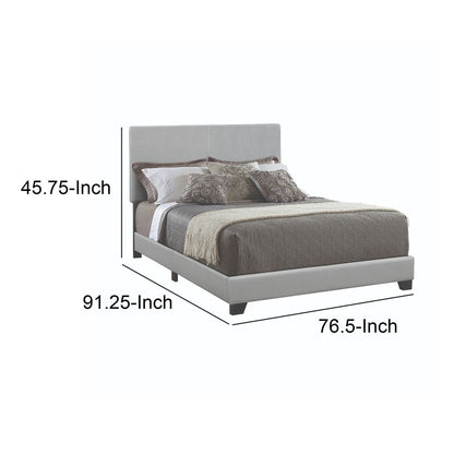 Leather Upholstered California King Size Platform Bed, Gray - View 5