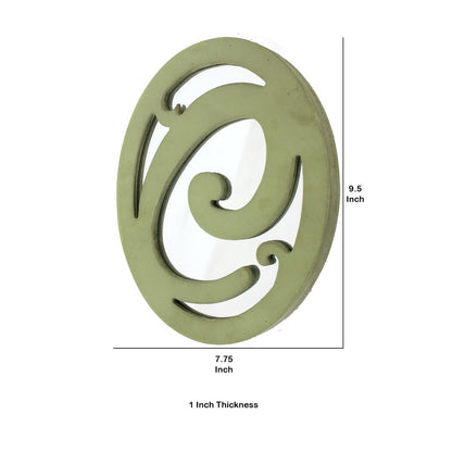Set of 2 Wooden Oval Frame Wall Monogram with C Letter, Green - View 6