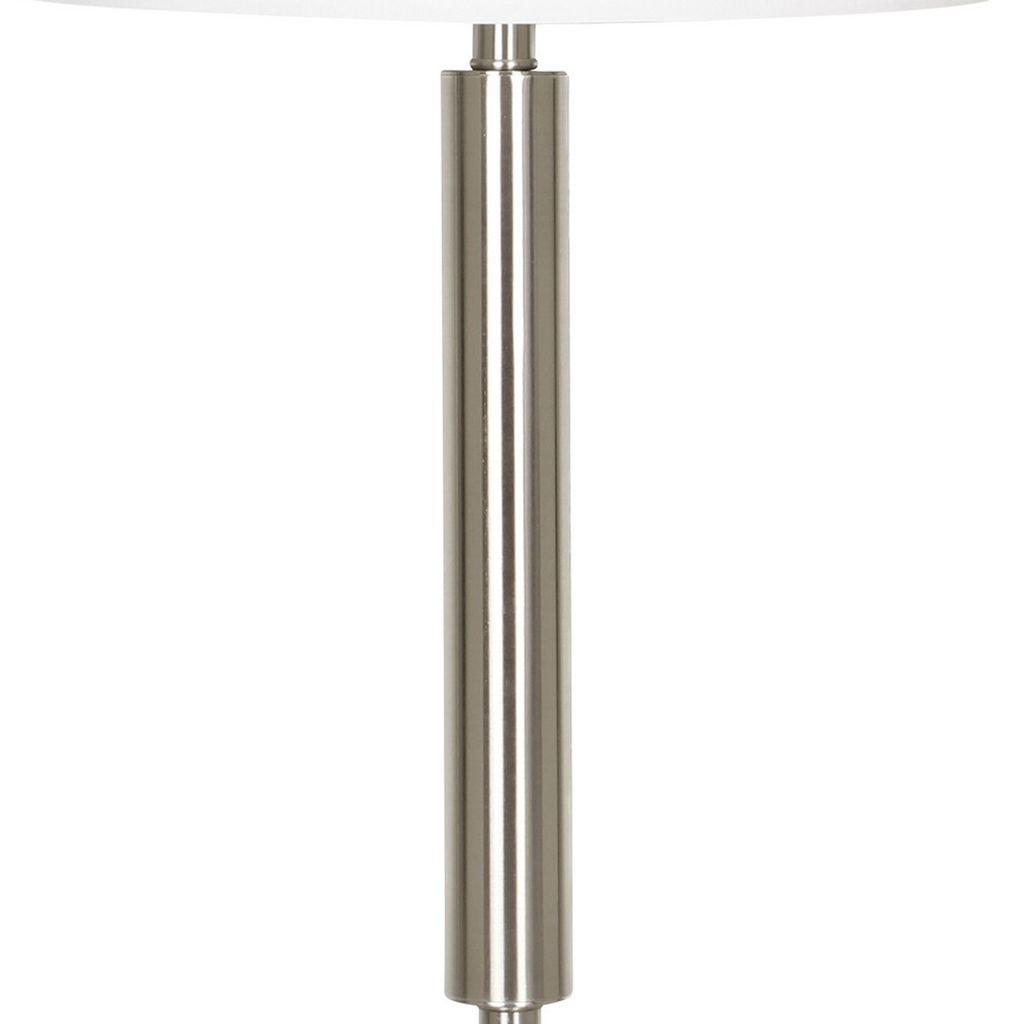 Metal Table Lamp with Fabric Drum Shade, White and Silver - View 4