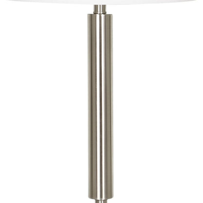 Metal Table Lamp with Fabric Drum Shade, White and Silver - View 4