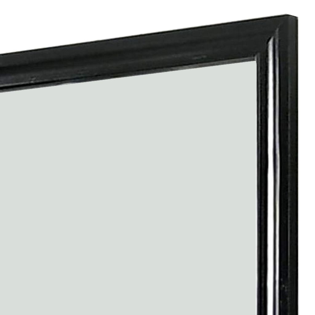 Mirror with Wooden Frame and Molded Detail, Black - View 4