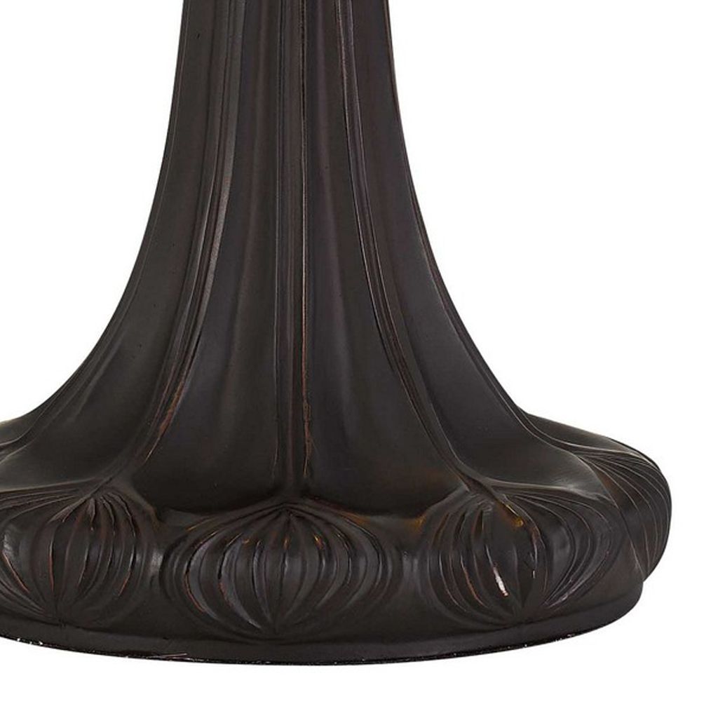 120 Watt Tiffany Table Lamp with Engraved Base, Multicolor - View 5