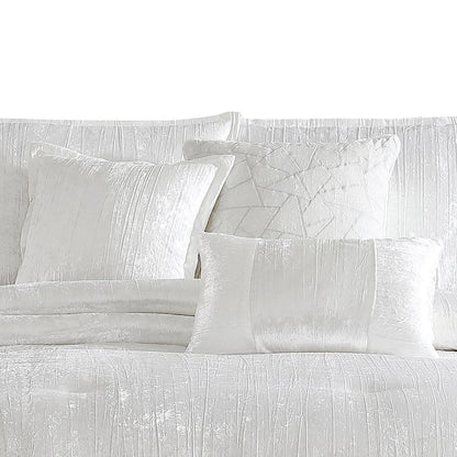 Jay 7 Piece Queen Comforter Set, White Polyester Velvet Deluxe Texture - View 2