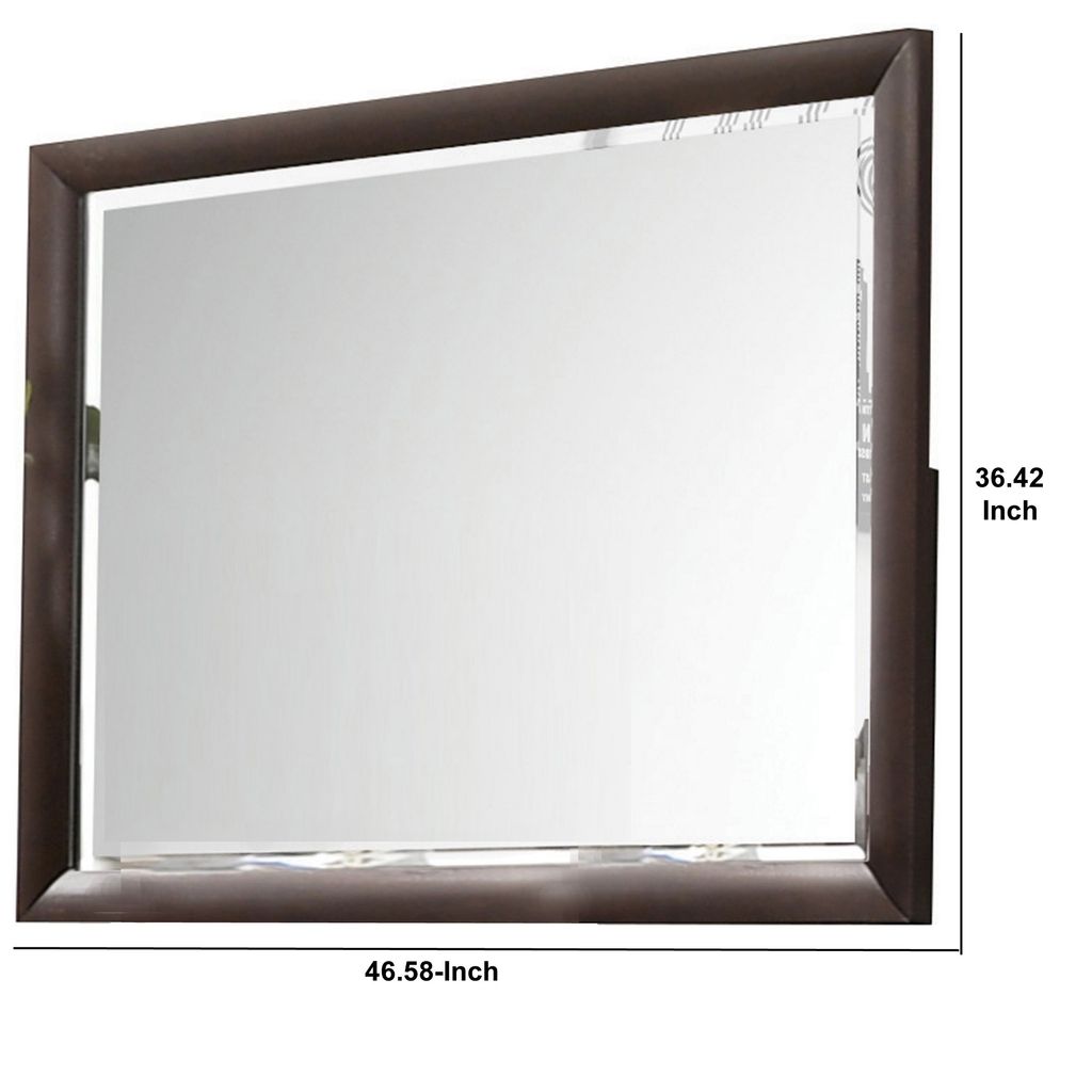 Wooden Rectangular Wall Mirror with Mounting Hardware, Brown - View 6
