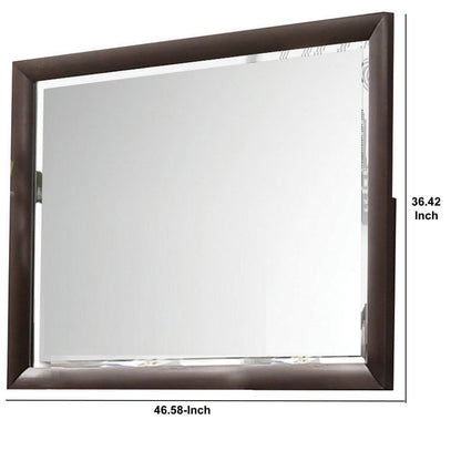 Wooden Rectangular Wall Mirror with Mounting Hardware, Brown - View 6