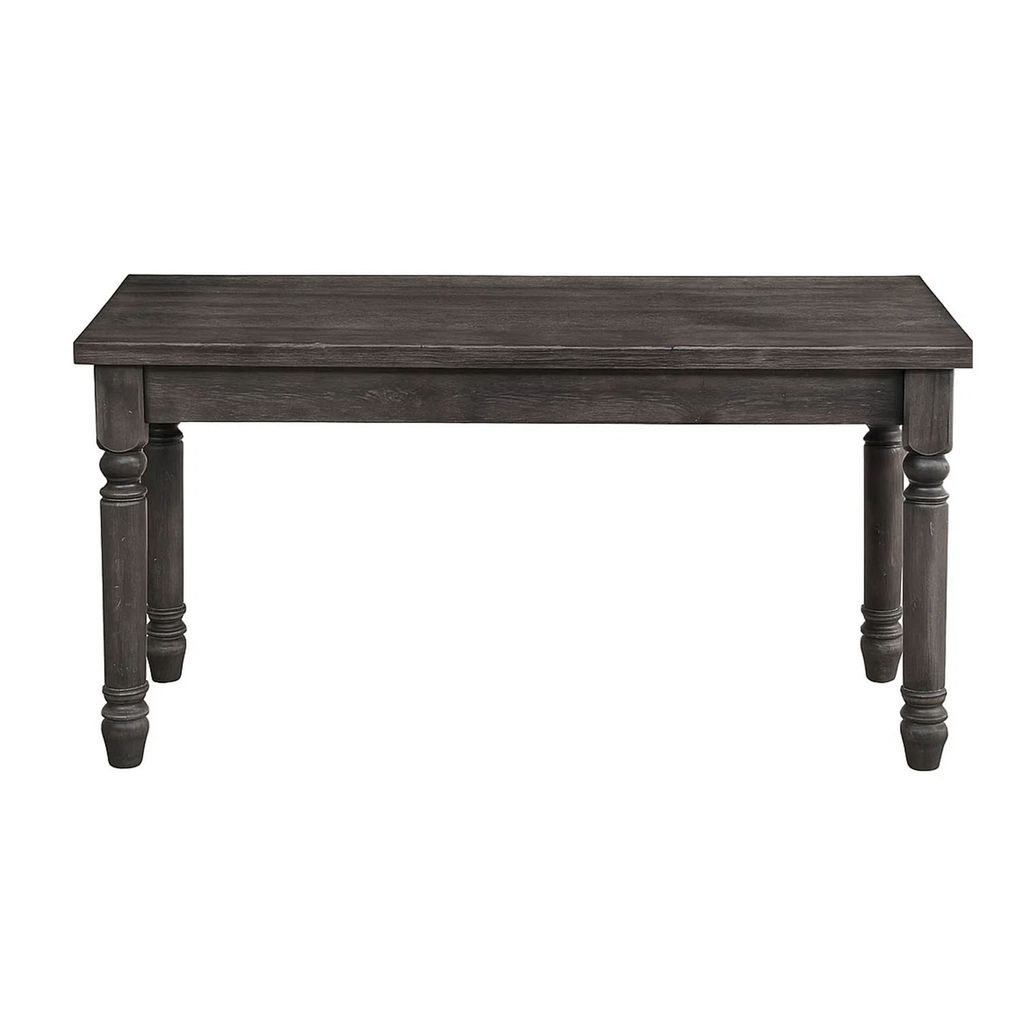 Transitional Style Wood Bench with Turned Legs, Gray - View 3