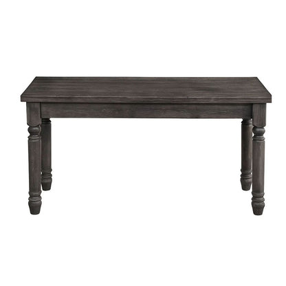 Transitional Style Wood Bench with Turned Legs, Gray - View 3