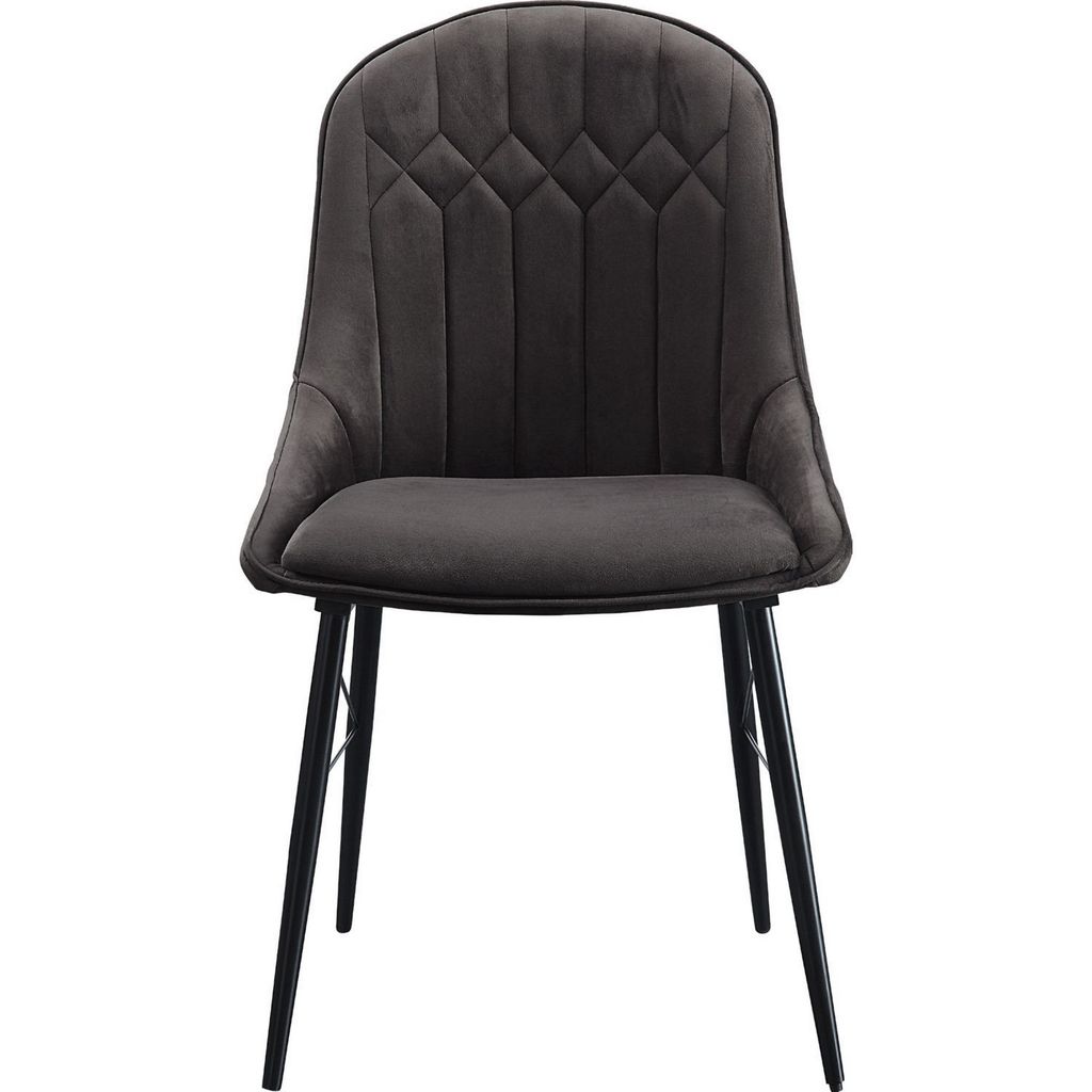 Fabric Upholstered Side Chair, Set of 2, Gray and Black - View 3